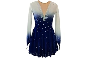LIUHUO Figure Skating Dress Girls' Long Sleeves Competition Elegant Handmade Crystal Womens