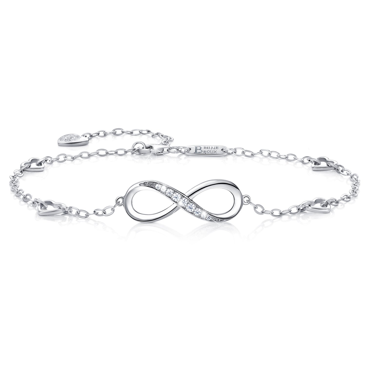 Billie Bijoux Womens 925 Sterling Silver Infinity Anklet Bracelet