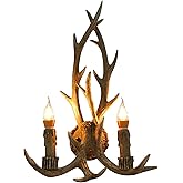 MARTEXBUY Antler Lamp, Deer Lamp, Rustic Antler Wall Sconces, Farmhouse LED Deer Wall Light Fixtures for Living Room Bedroom 