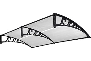 Yescom 38"X78" Window Awning Door Canopy Spliced Polycarbonate Anti-UV30+ Cover Front Door Outdoor Rain Snow Sunlight Protection Hollow Sheet Patio Yard Door White Board