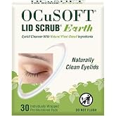 OCuSOFT Lid Scrub Earth Natural Eyelid Cleanser &ndash; 30 Pre-Moistened Pads | Gentle Eyelid Wipes made with Natural Plant-Based Ingredients