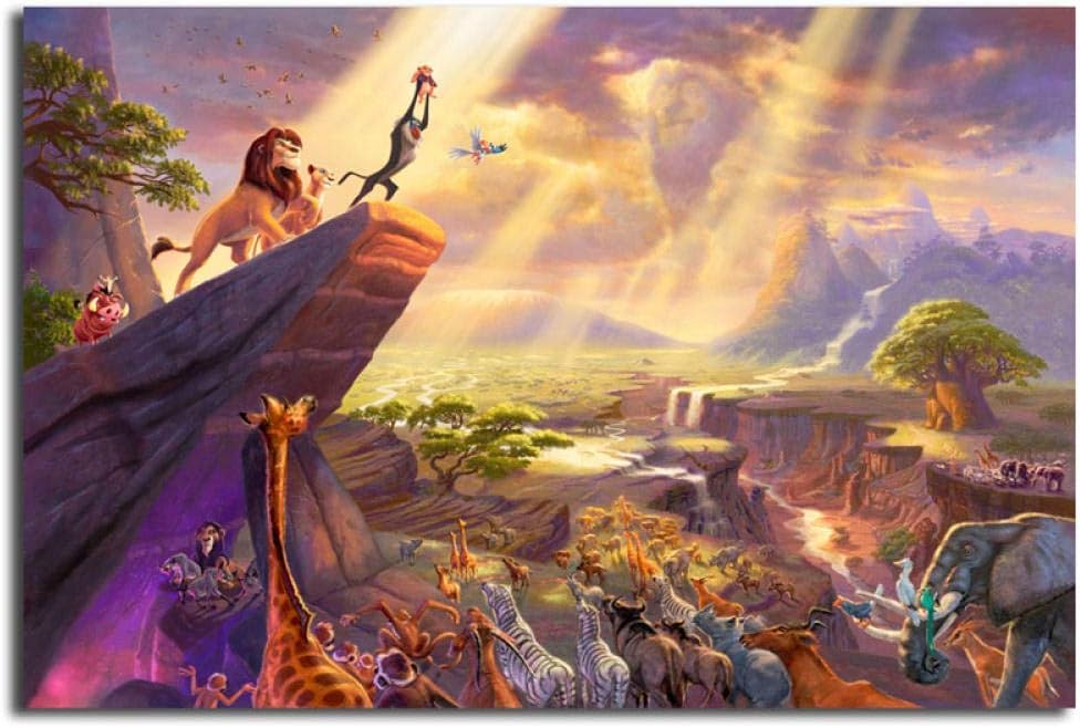 Fenfei Lion King by Thomas Kinkade HD Wall Art Canvas Posters Prints Painting Wall Pictures for Office Living Room Home Decor 40cm x60cm No Frame
