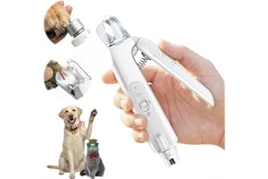CATPICK CARE 2-in-1 Dog Nail Clippers & Cat Nail Clippers Trimmers for Large Medium Small Dogs Cats Claw Trimmer Quick Sensor and Safety Guard USB Rechargeable with 2 LED Lights Dogs Nail Trimmer (White)
