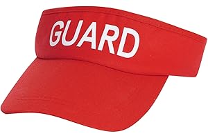 Marrywindix 1 Pcs Red Lifeguard Visor Hat Sport Wear Athletic Visor Uniform Pool Sun Beach Rescue Guard Brim Cap for Women Me
