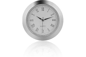 WINTAIM Mini Clock Insert, 1 7/16" (37mm) Roman Clock for Replacement Small Clock, Miniature Clock Fit 1 3/8" 35mm Diameter Hole, Quartz Clock Movement Button Battery Operated for Wood Crystal Clock