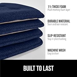 Gorilla Grip Tufted Memory Foam Chair Cushions, Set
