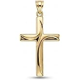 MAZZERI 14k Gold Cross Pendant And 10k Gold Religious Charms for Men and Women, Hypoallergenic - Handcrafted in the USA