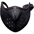 WORNEW Punk Leather Masks Punk PU Leather Mask for Adult Motorcycle Biker Half Face Mask Anti-dust Sport Mouth Mask Mask (Color : Black, Size : One Size)