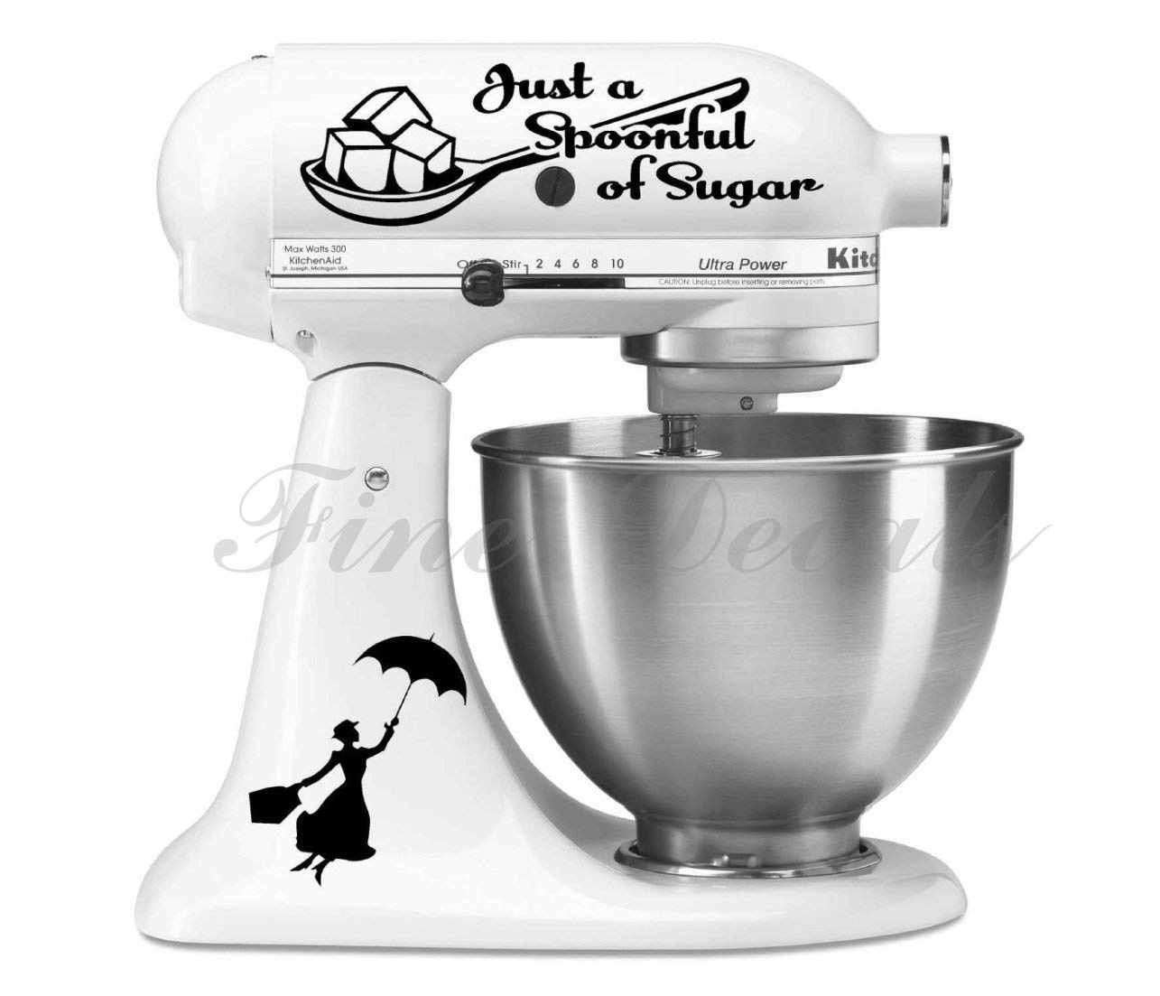 Spoonful of Sugar Poppins Vinyl Decal Set For Kitchen Mixer Bake Poppins Home Decor