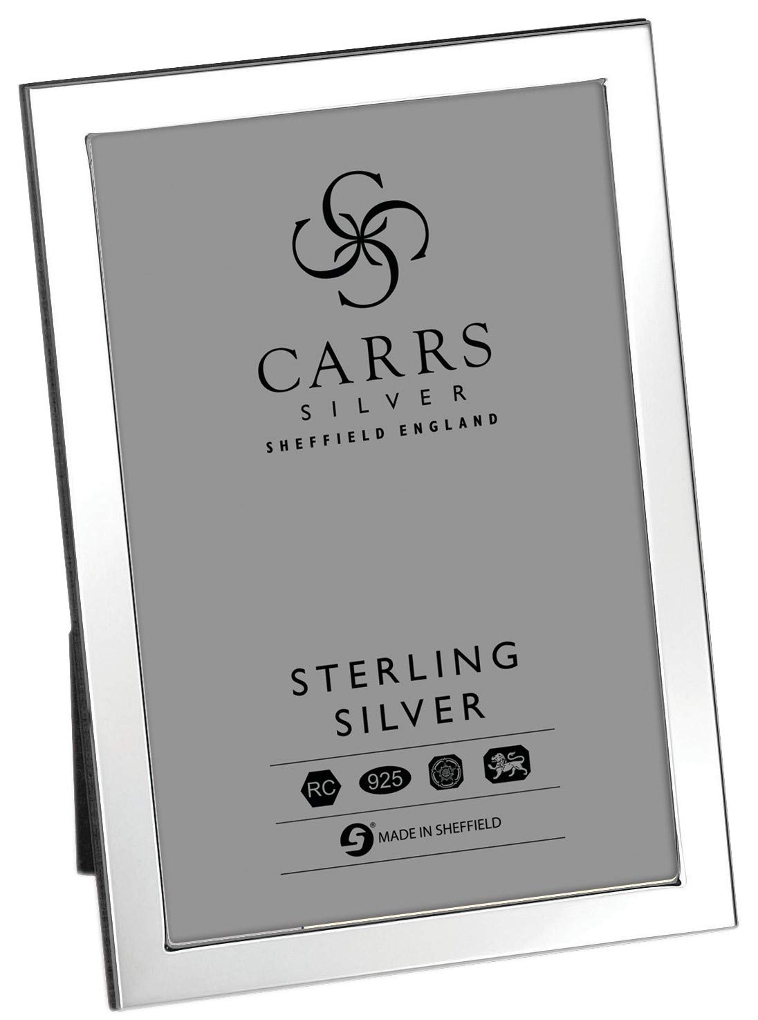 Carrs Silver Photo Frame. Modern Design with Wood Back in Sterling Silver - 7" x 5"
