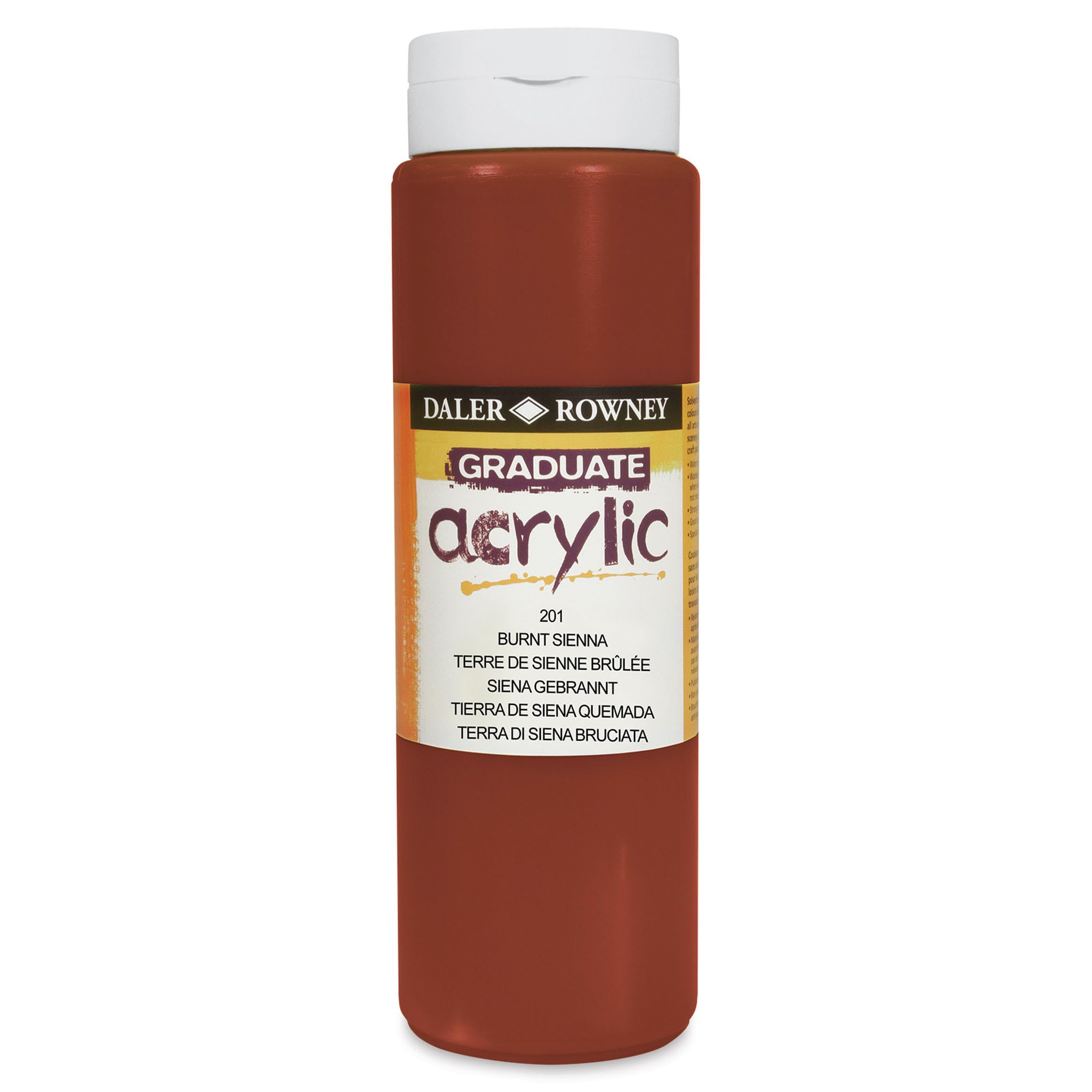 Daler-Rowney Graduate Acrylic Paint, Plastic Bottle, 16.91oz - 500 ml, Burnt Sienna