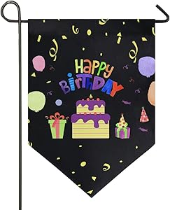 Oarencol Happy Birthday Garden Flag Cake Candy Gift Colorful Balloon Double Sided Home Yard Decor Banner Outdoor 12.5 x 18 Inch