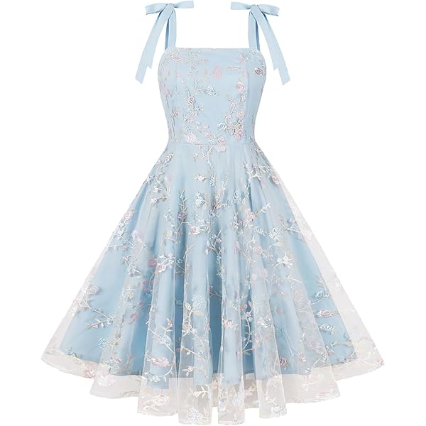 Amazon.com: Summer Floral Embroidery Midi Dress for Women