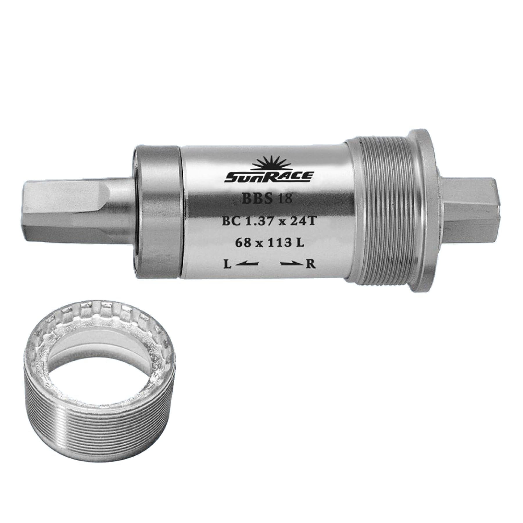 SunRace BBS18 Alloy 68mm Square Taper Bottom Bracket, 131mm