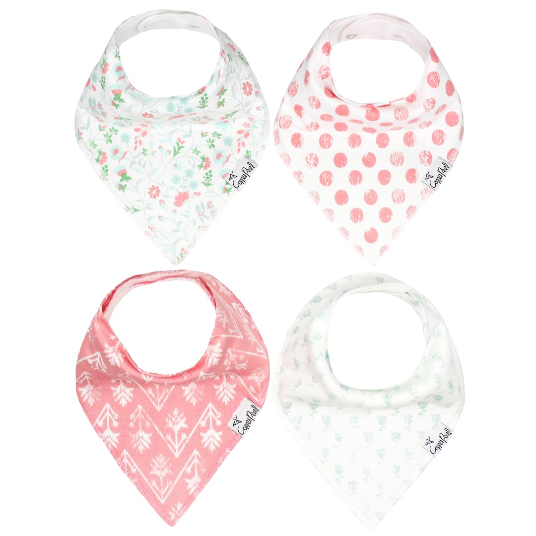 Copper Pearl Baby Bandana Bibs for Drooling and Teething 4 Pack Gift Set "Claire"