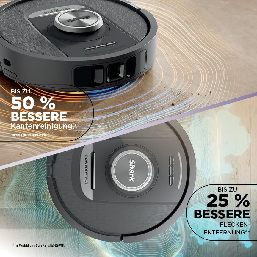 Shark PowerDetect 2-in-1 Saugroboter & Wischroboter, NeverTouch Pro 60-Tage-Selbstentleerung, selbständiges Nachfüllen, 3D-/ LiDAR-Navigation, NeverStuck, App-Steuerung, Schwarz RV2800YEEU 4