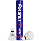 kunli Badminton Birdies Feather Shuttlecocks 12 Pack Durable and Stable Flight for Indoor Practice, Club Training and Recreational Matches