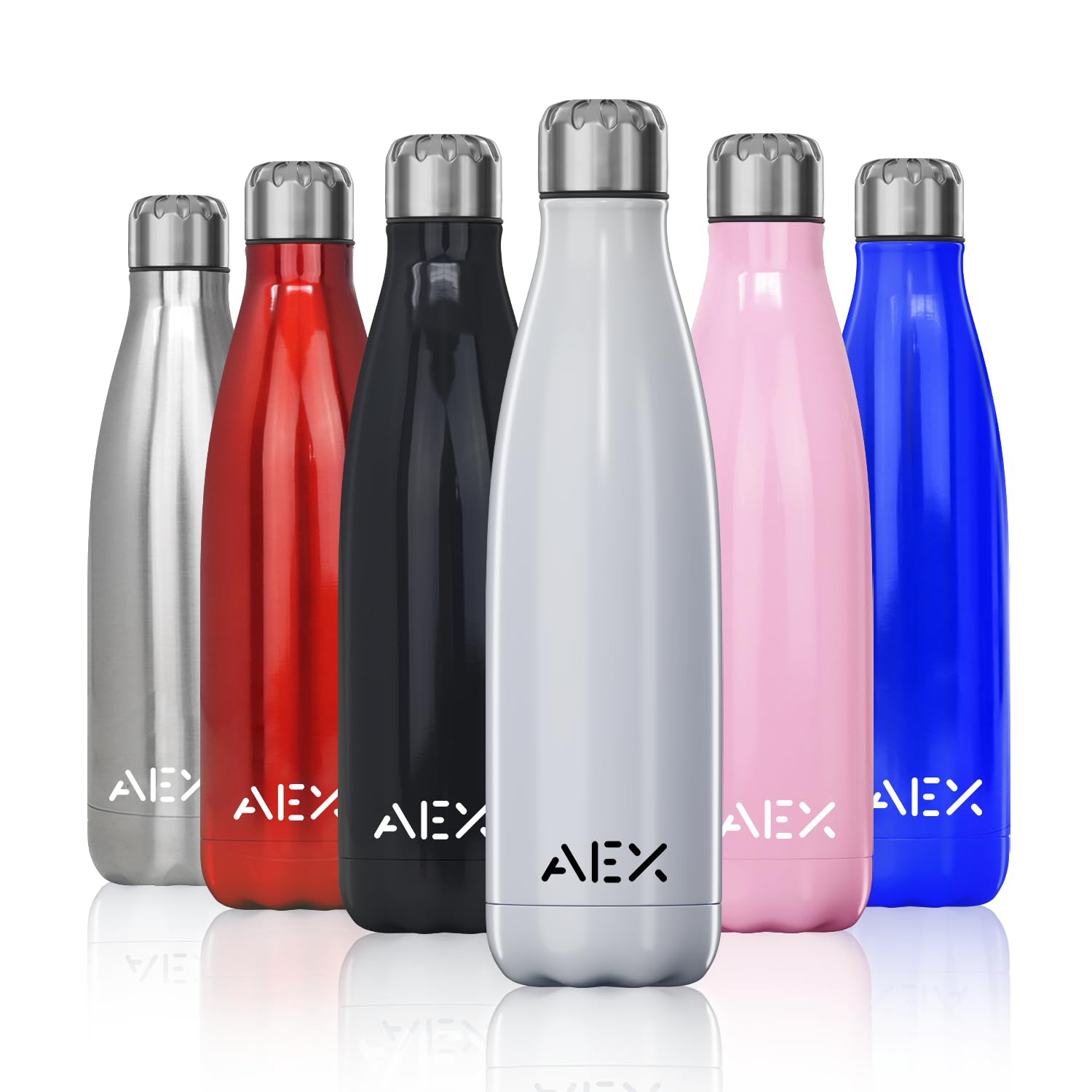 AEX Insulated Water Bottle | Double Wall Vacuum Stainless Steel Flask | 500ml Glossy White