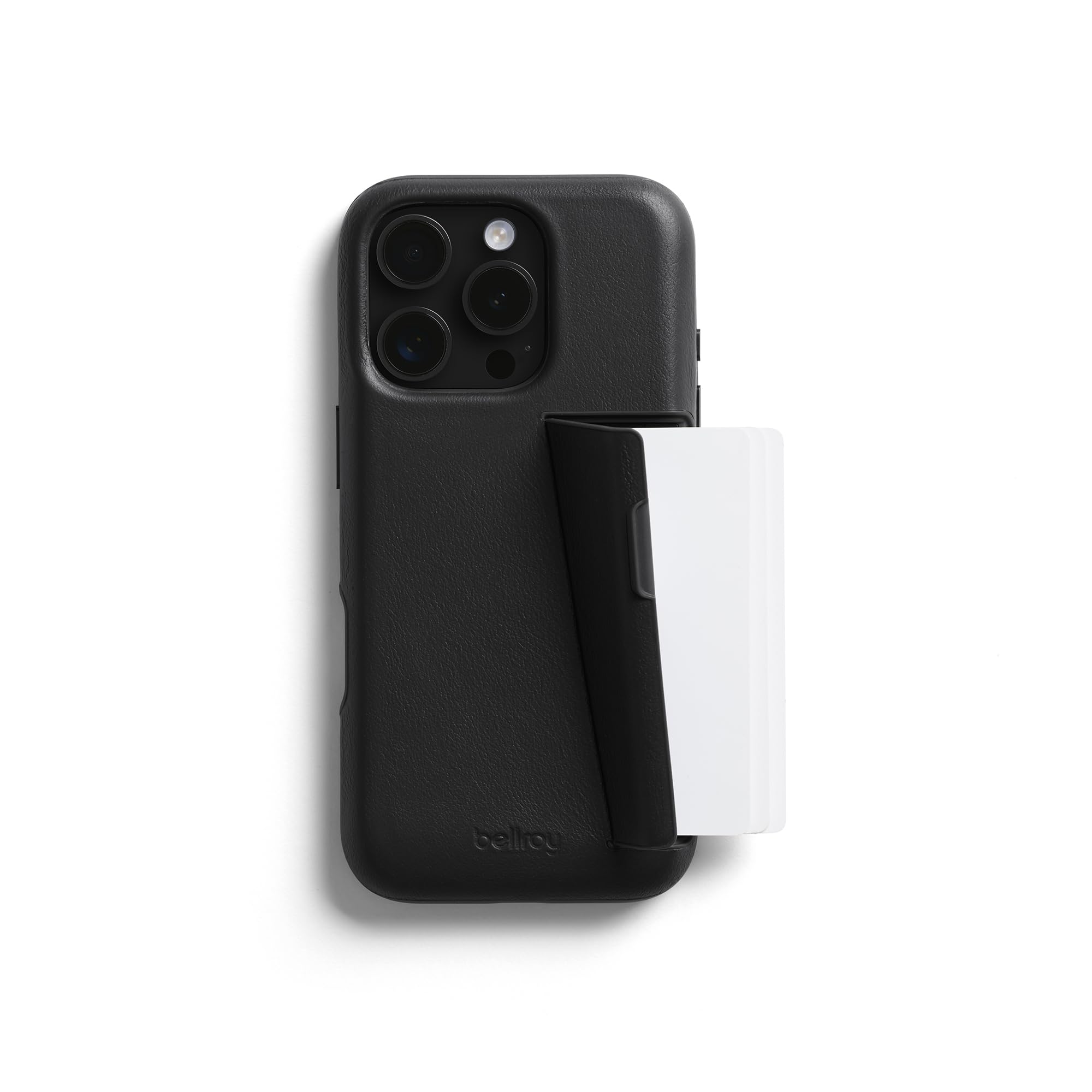 Bellroy Phone Case – 3 Card for iPhone 16 Pro (leather iPhone case, phone wallet) - Black