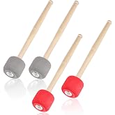 Covzoe 4 Pack Bass Drum Mallets, 13 Inch Anti-Slip Percussion Sticks | Soft Rubber Marching Drum Mallets with Wood Handle, Instrument Band Accessory for Drums Snare Drums