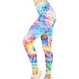 Middle Waisted Seamless Workout Leggings - Women’s Mandala Printed Yoga Leggings, Tummy Control Running Pants