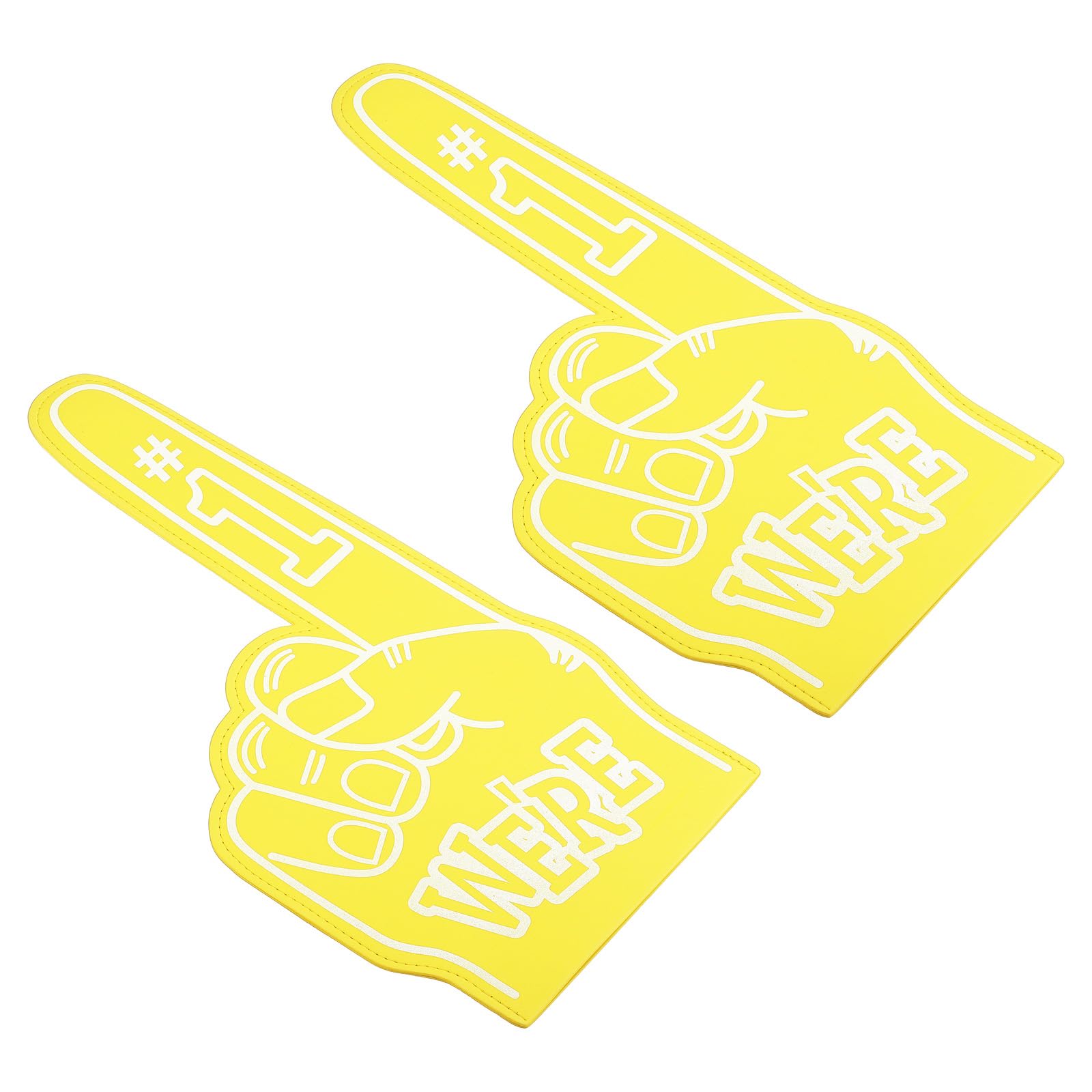 PATIKIL 18 Inch Giant Foam Finger, 2Pcs We Are #1 EVA Foam Hand Cheerleading Vibrant Color for Celebration Pom Poms Sports Events Spirit Games Party, Yellow