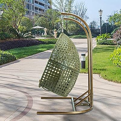 Hanging Egg Hammock Chair Cushions,Deluxe Swing Chair 2 Hanging Wicker Rattan Swing Chair Person Hammock with Stand… 619qAH nC6L