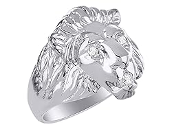 Rylos Rings Sterling Silver Lion Head Ring Amazing