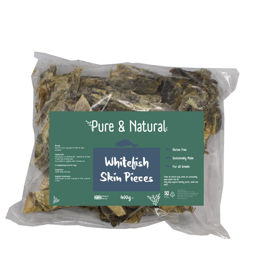 Pure & Natural Dog Treats Whitefish Skin Pieces 400gm