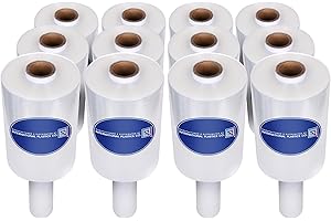 International Plastics Co. 12 Pack Industrial Mini Stretch Wrap/Film with Handle 5" 1000 ft Plastic Furniture Pallet Wrap Moving Supplies Shrink Wrap Cling Packaging Heavy Duty