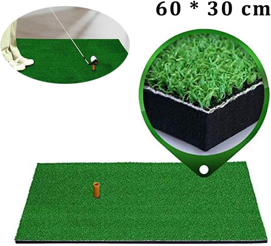 Elikliv Golf Mat with Rubber Holder, Realistic Grass Putting Mats Portable Outdoor Sports Golf Training Turf Mat for Indoor Office