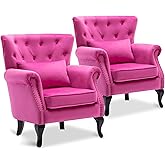 LZAREAL Accent Reading Arm Chairs Set of 2 for Living Room Bedroom, Midcentury Modern Comfy Corner Sofa Chair, Wingback Waiti