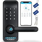 Smart Door Lock with Handle: Kucacci Keyless Entry Digital Door Lock for Front Door - Fingerprint Keypad Smart Dnob - Generat