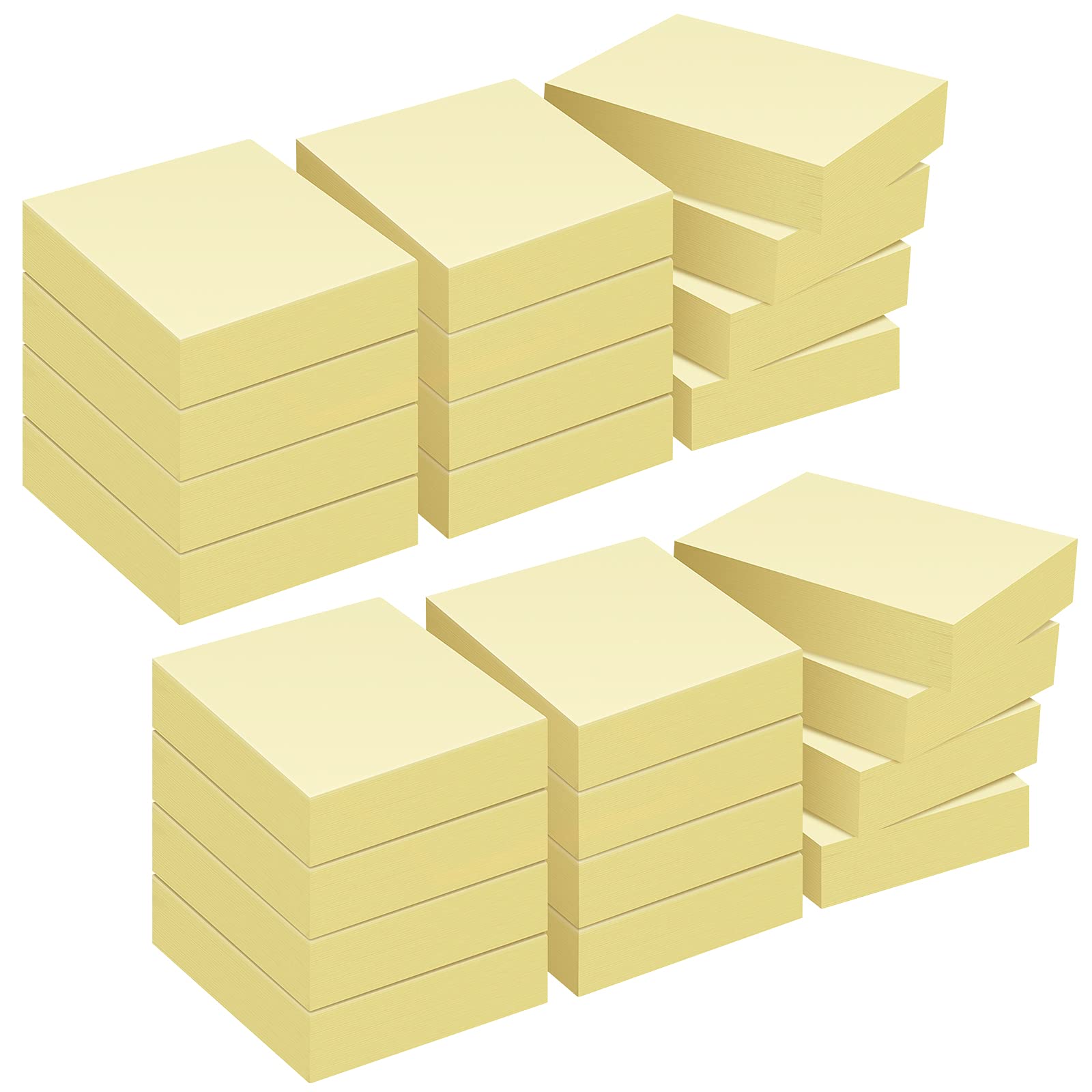 ZCZN 38 x 51 mm Sticky Notes, Yellow Self-Stick Memo Note Pads, 100 Sheets/Pad, Small Size, 24 Pads
