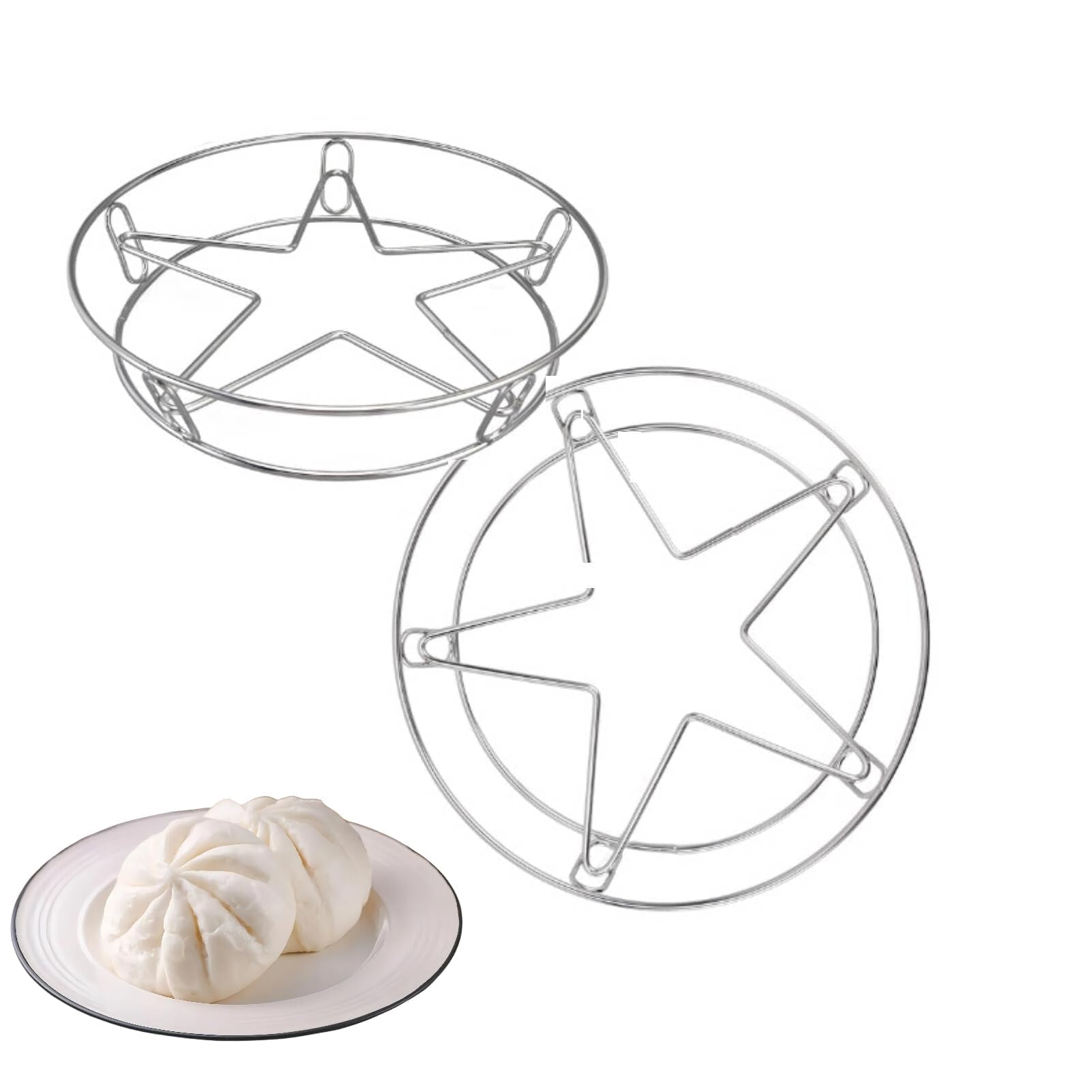 2 Pack Steam Rack Stands, Heavy Duty Stainless Steel Multifunction Basket Metal Steamer Racks Pressure Cooker Rack Round Steamer Rack Cooling Rack Air Fryer Rack Round, 9.4 x 8.5 x 2.0in