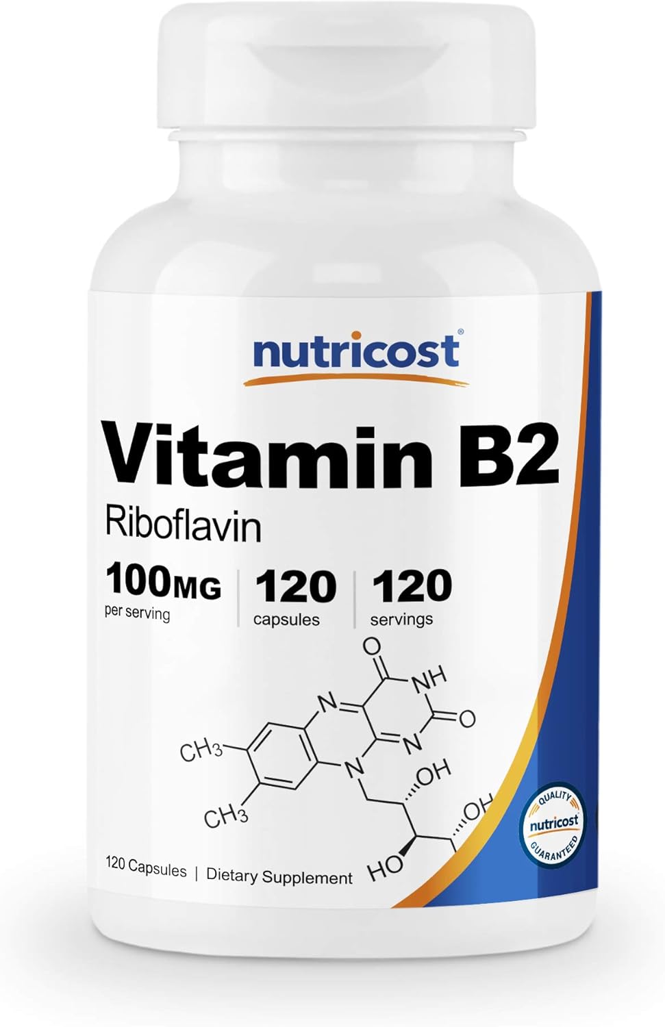 Nutricost Vitamin B2 (Riboflavin) 100mg, 120 Capsules Gluten Free and