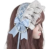 Yjcnelcr Cosplay Hair Accessories Maid Lace Hair Accessories with Bowknot,Lace Pearl Headband Sweet Ruffled Hair Band