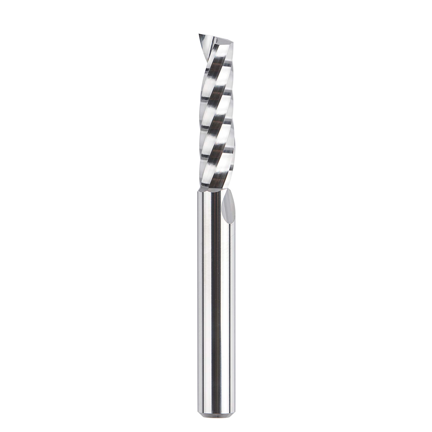 SpeTool Single Flute Aluminium Router Bits 1/4 Shank Tungsten Carbide Spiral O Flute End Mill CNC Router Bits 1'' Cutting Length Router Cutters Milling Bits for Wood Aluminum Acrylic PVC MDF Plastic