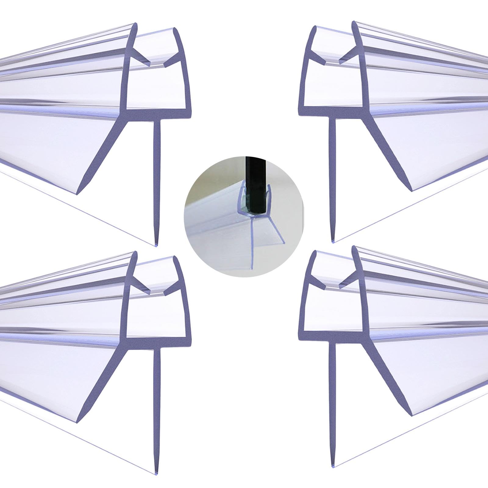4Pcs Shower Screen Seal Strip, 4-6mm Glass Thickness Door Strip Replacement, Transparent Shower Screen Seal with 4x30cm Adjustable Length(Size:30cm x 4)