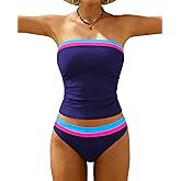 Jolefille Tankini Swimsuits for Women Two Piece Strapless Bandeau Bathing Suits Tops Full Coverage Modest Swim Suits 2026
