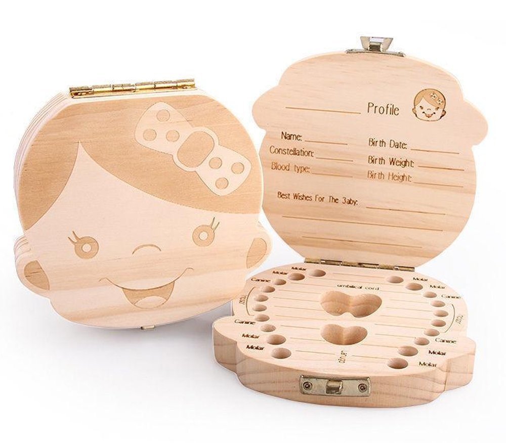 Glamza Storage Small Kids Childs Baby Tooth Keepsake Wooden Box Boy Girl Save (BOYS)