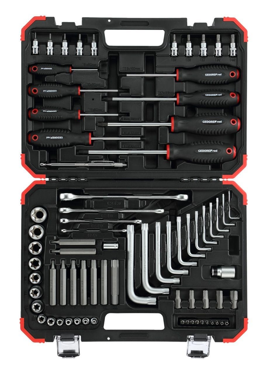 GEDORE Red Screw Tool Set TX 1/4 Inch + 1/2 Inch 75 Pieces