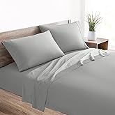 Mellanni 400 Thread Count Cotton Sateen Bedding Set - 4 Piece Bed Sheets Set - Fits Mattresses up to 16" Deep - Cooling Sheet for Hot Sleepers (King, Light Gray)