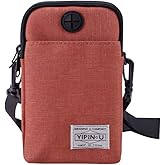 Neck Wallet Travel Stash Pouch Passport Holder Lightweight Crossbody Bag Small Messenger Bag with Carabiner Adjustable Strap (Red)