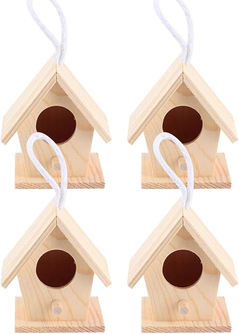 Rosilesi 4 Piezas de casa de pájaros de Madera para ...