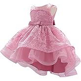 MYRISAM Baby Girls Flower Lace Embroidery High Low Dress 1st Birthday Christening Party Wedding Pageant Baptism Tutu Gown