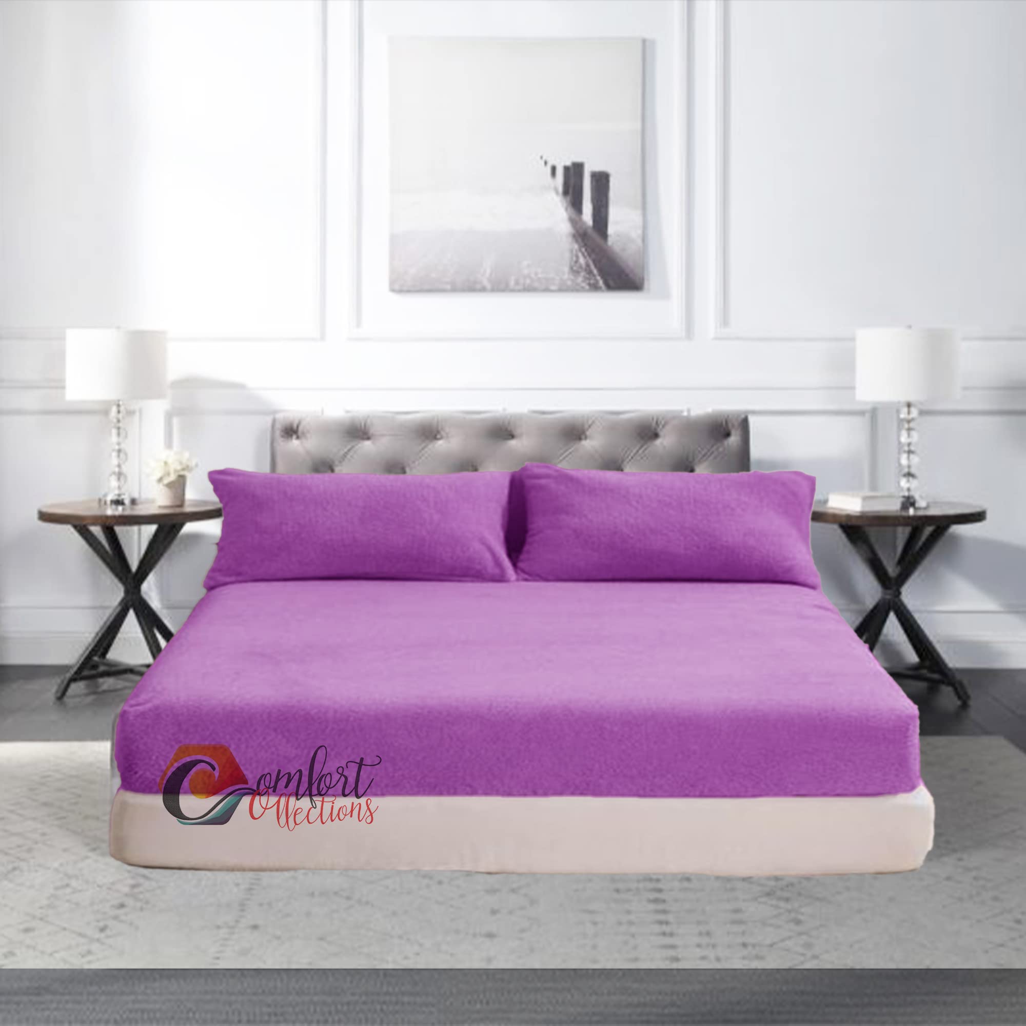 Extra Deep Fitted 30cm Teddy Fleece Fitted Bed Sheet Plain Thermal Warm and Cosy Soft Luxury Bedding Lilac Fitted Bed Sheet Single 90cm x 190cm + 30cm Approximate — image 1