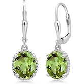 Gem Stone King Leverback Drop Dangle Earrings For Women | 925 Sterling Silver | 9X7MM Oval Gemstone Birthstone | Fine Jewelry Gifts for Her Mom Women Wife