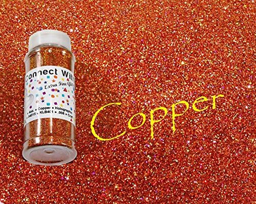 iConnectWith Glitter – Copper, Extra Fine Holographic Glitter; Multi-use for Crafts, Decorations, Nail Art, Makeup, Tumblers, Resin Art, and DIY Projects