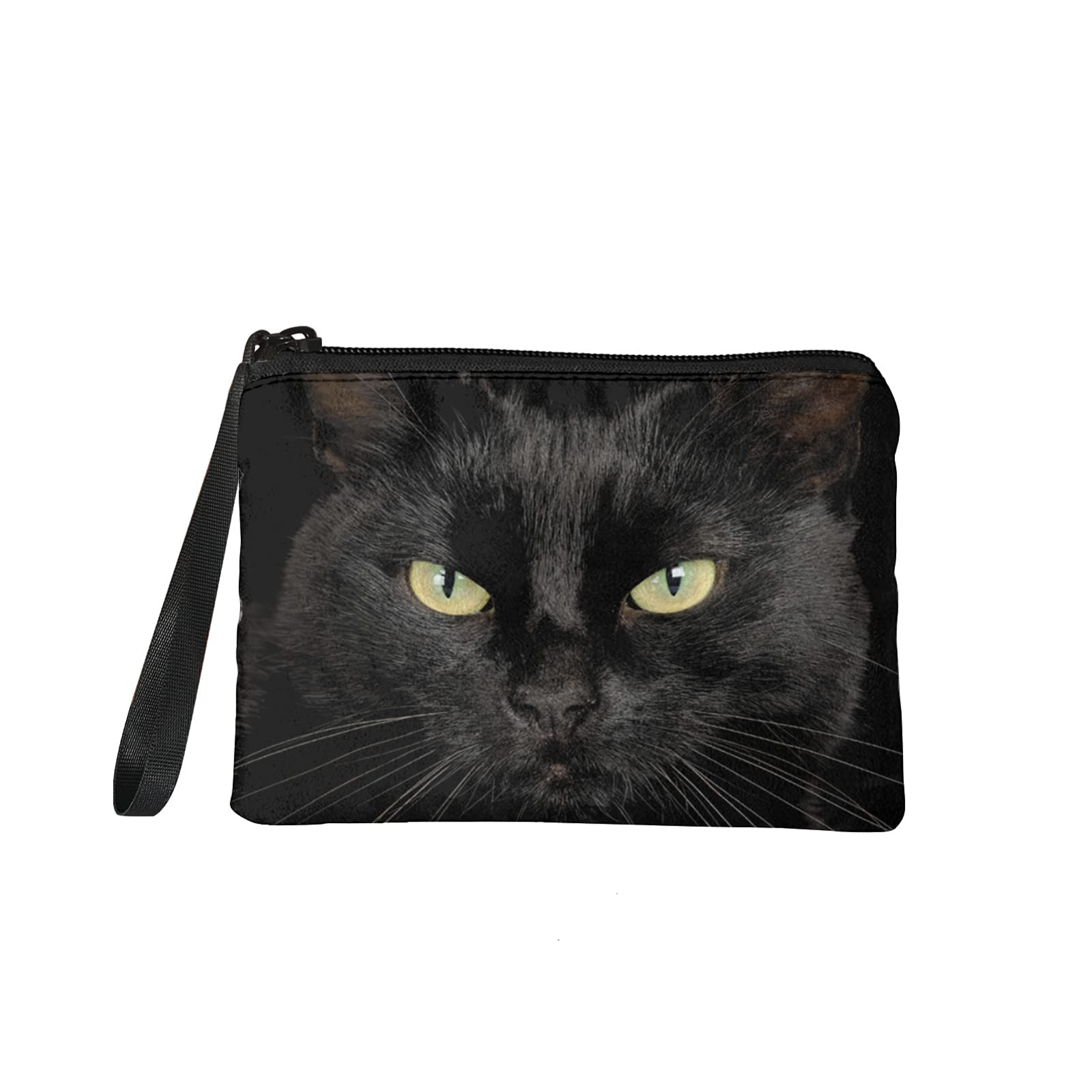 chaqlin Black Cat Coin Purse Soft Flannel Cosmetics Bags for Womens Mens Mini Wallet Coin Bag or Travel,Shopping